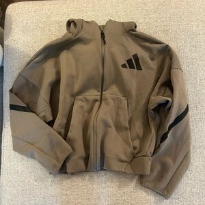adidas Olive Green Full-Zip Jacket with Black Logo